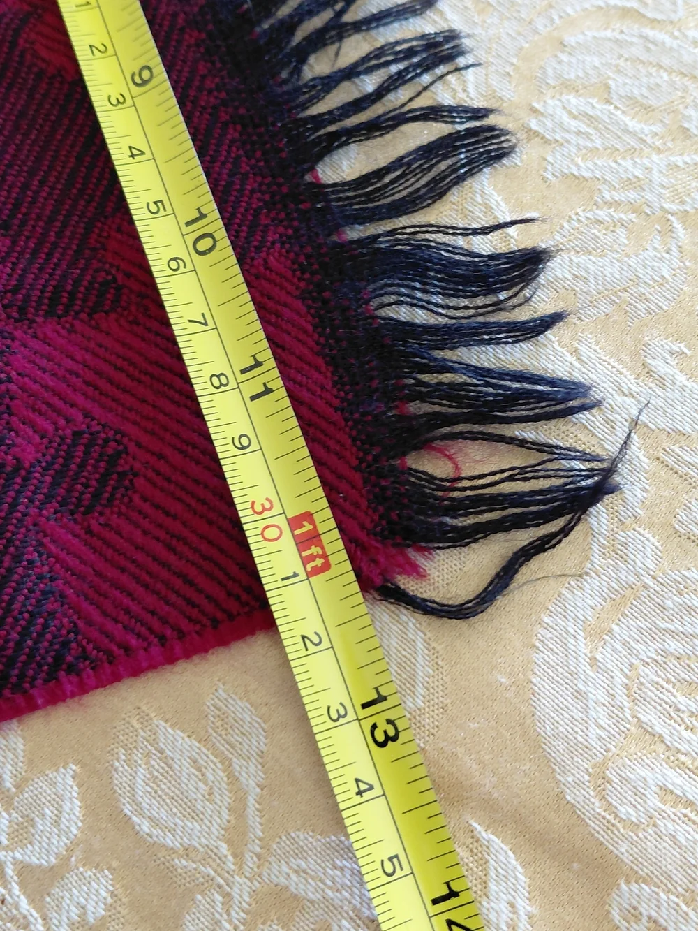 Red & Black Jacquard Wool Scarf for Men